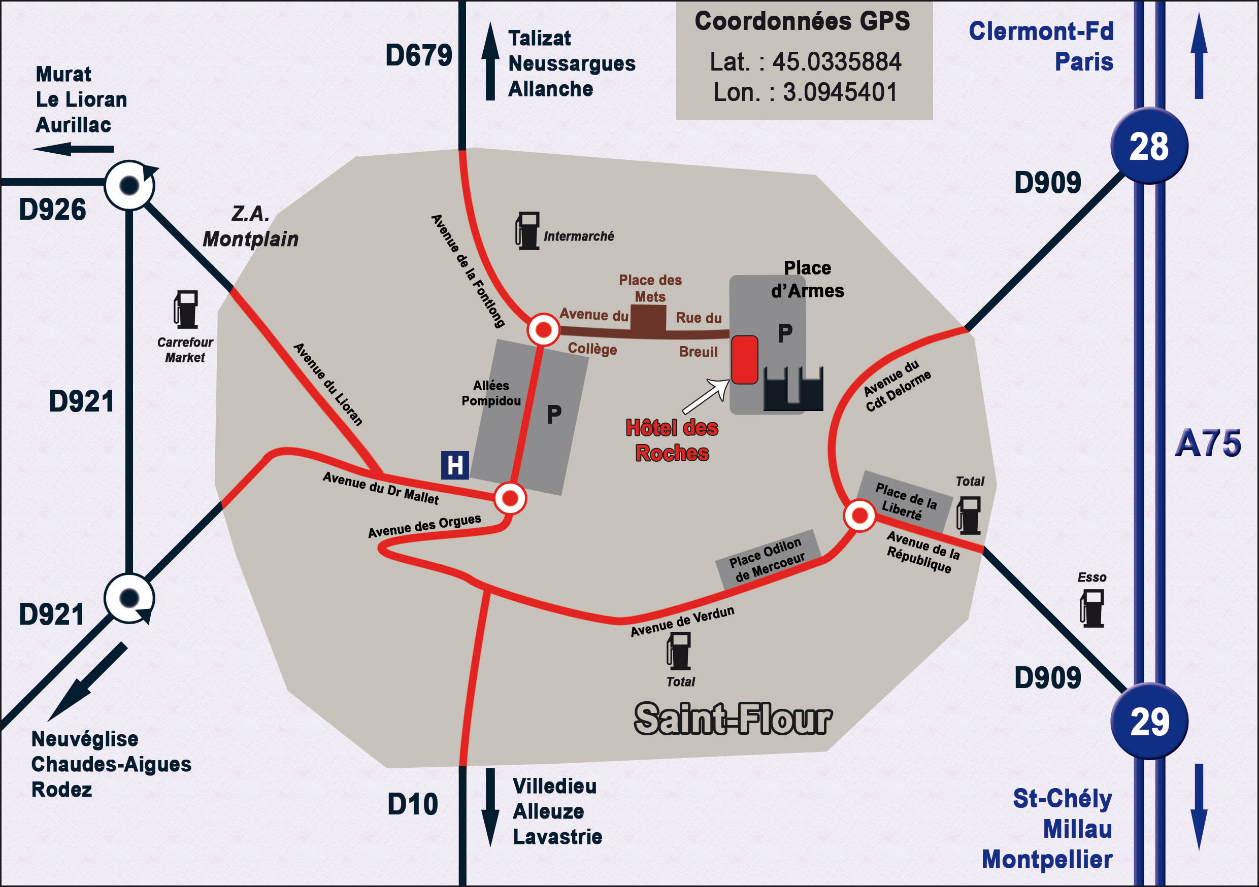 Plan d'Accès Hôtel-restaurant Les Roches - Bar Les Arcades